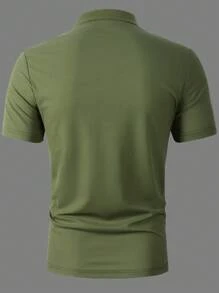 Manfinity Homme Men Contrast Tape Polo Shirt - Green - View 2