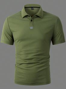 Manfinity Homme Men Contrast Tape Polo Shirt - Green - View 3
