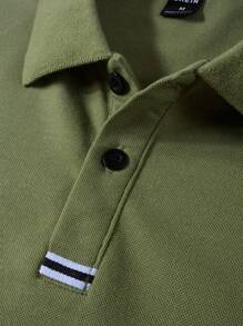 Manfinity Homme Men Contrast Tape Polo Shirt - Green - View 5
