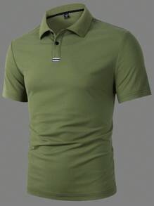 Manfinity Homme Men Contrast Tape Polo Shirt - Green - View 7
