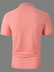 Manfinity Homme Men Solid Polo Shirt - Coral Pink - View 2