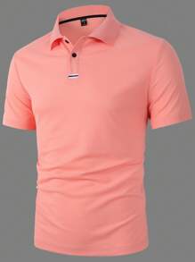 Manfinity Homme Men Solid Polo Shirt - Coral Pink - View 3