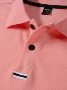 Manfinity Homme Men Solid Polo Shirt - Coral Pink - View 7