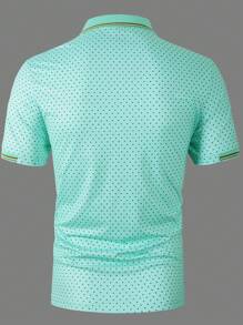 Manfinity Homme 男士波點圖案條紋飾邊POLO衫 - 薄荷綠 - 查看 6