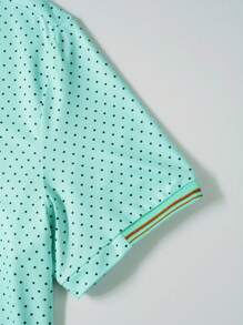 Manfinity Homme 男士波點圖案條紋飾邊POLO衫 - 薄荷綠 - 查看 7