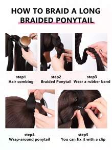 Extra Long Winding Ponytail Synthetic Hair Extension - Dark Brown - View 7