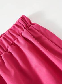 SHEIN Explorewe Teen Girls Tricou cu inimă și litere și pantaloni cargo cu buzunar cu clapă - Roz - Vizualizare 7