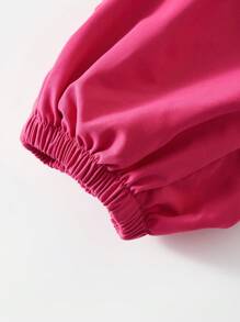 SHEIN Explorewe Teen Girls Tricou cu inimă și litere și pantaloni cargo cu buzunar cu clapă - Roz - Vizualizare 8