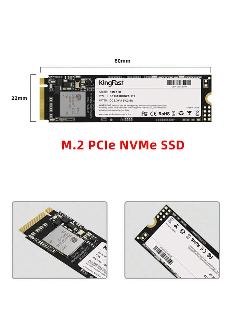 KingFast SSD Solid State Drive NVME M.2 128GB 256GB 512GB 1TB SSD
