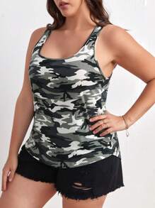 SHEIN LUNE Áo ba lỗ in họa tiết camo cho mùa hè - Nhiều màu - Xem 3