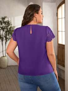 SHEIN Clasi Áo sơ mi Plus Size Nút Cắt ra màu trơn Giải trí - Màu tím  Violet - Xem 2
