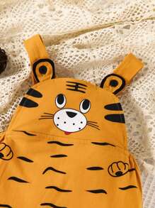 Baby Boy Cartoon Graphic 3D Ear Design Overall Romper - Yellow - View 3