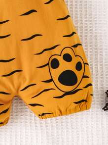 Baby Boy Cartoon Graphic 3D Ear Design Overall Romper - Yellow - View 5