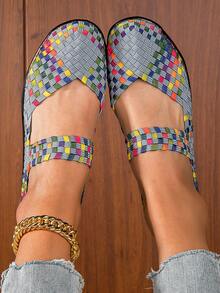 Giày thể thao đế xuồng kiểu dáng thể thao cho nữ, Sneakers Slip On chi tiết bện màu - Nhiều màu - Xem 5