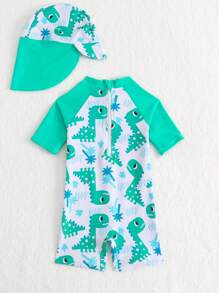 Đứa bé trai Đồ họa Hoạt hình Đồ bơi một mảnh Với Mũ bơi - Nhiều màu - Xem 2