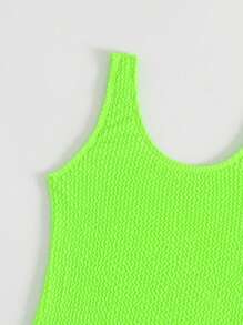 Traje de baño de una pieza para joven con textura de playa de verano y color neón - Verde - Ver 4