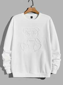 Manfinity VCAY Men Cotton Bear Pattern Sweatshirt - White - View 1