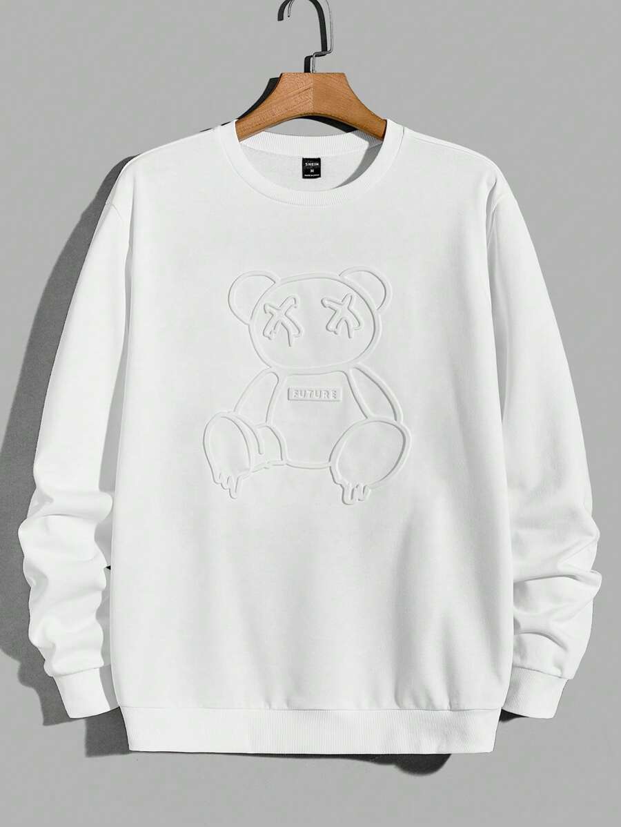 Manfinity VCAY Men Cotton Bear Pattern Sweatshirt - White - View 1