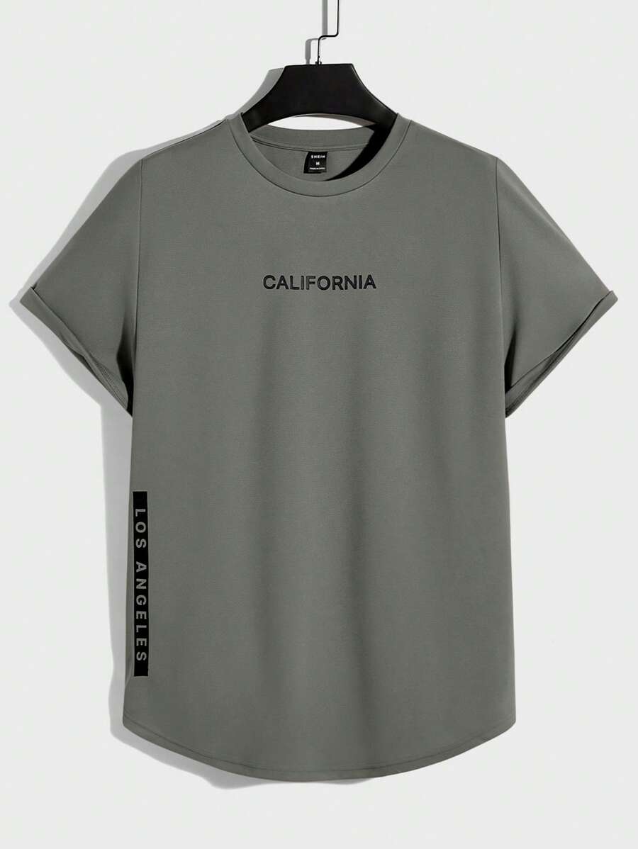 GENTILAND Men Letter Graphic Tee - Dark Grey - View 1