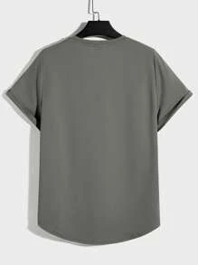 GENTILAND Men Letter Graphic Tee - Dark Grey - View 2