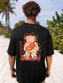 Manfinity Hypemode Men Solid Drop Shoulder Tee - Black - View 2