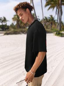 Manfinity Hypemode Men Solid Drop Shoulder Tee - Black - View 4