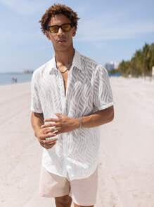 Manfinity RSRT Camisa Suelta De Hombre Con Botones En Un Color Sólido (camiseta No Incluida) - Blanco - Ver 3