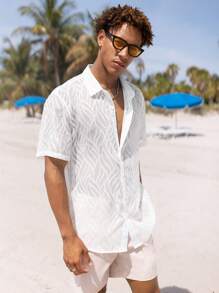 Manfinity RSRT Camisa Suelta De Hombre Con Botones En Un Color Sólido (camiseta No Incluida) - Blanco - Ver 5