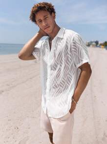 Manfinity RSRT Camisa Suelta De Hombre Con Botones En Un Color Sólido (camiseta No Incluida) - Blanco - Ver 6