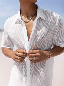 Manfinity RSRT Camisa Suelta De Hombre Con Botones En Un Color Sólido (camiseta No Incluida) - Blanco - Ver 7