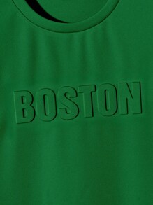 Manfinity BRENVOR Men Letter Embossed Tee Without Necklace, Summer, Couple Things - Green - View 4