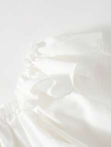 SHEIN Chicas adolescentes Camisa crop pecho con fruncido ribete con fruncido - Blanco - Ver 5