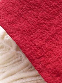 Conjunto De Top De Manga Inflada Con Cuello Asimétrico Y Falda Con Dobladillo De Volante Para Adolescentes - Burdeos - Ver 7