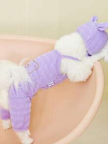 1pc Bear Pattern Pet Jumpsuit With 1pc Hat - Purple - View 6