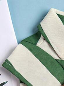 1 pieza Camiseta de mascota con estampado de rayas - Verde - Ver 3