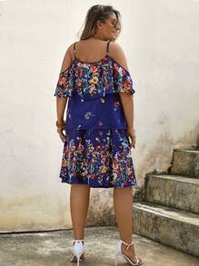 SHEIN LUNE 大碼印花挖肩上衣和裙子 - 藏蓝色 - 查看 2