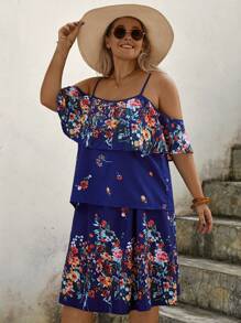 SHEIN LUNE 大碼印花挖肩上衣和裙子 - 藏蓝色 - 查看 4