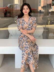 DAZY Đầm suông tay bồng in họa tiết toàn thân - Nhiều màu - Xem 7