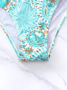 SHEIN Swim Bộ Bikini Nữ Xù Bộ lạc - Màu xanh bạc hà - Xem 7