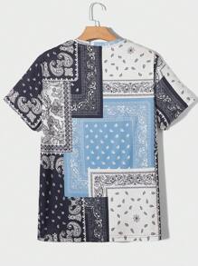 Manfinity Chillmode 男士佩斯利絲巾圖案T恤 - 彩色 - 查看 2