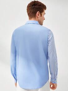 Manfinity VCAY Men Cotton Striped & Horse Print Shirt - Blue and White - View 2