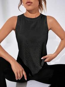 Gameset SHEIN Sport Letter Graphic Drop Shoulder Crop Sports Tee Gym Topworkout Tank Top - Black - View 2