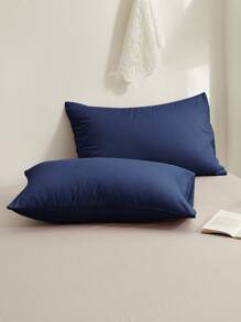 2件深蓝色,纯色日系简约纯色,男女生,在校学生,宿舍装扮,超柔软,透气,四季适用,不易起球,枕套,不含枕芯,床上用品,家居用品,TwinFullQueenKing。 - 藏蓝色 - 查看 4