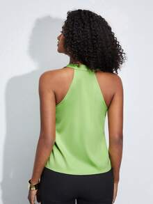 BizChic Áo sơ mi nữ Vắt màu trơn Thanh lịch - Màu xanh chanh - Xem 2