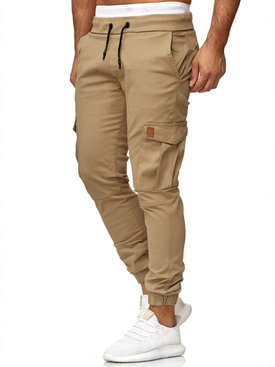 Manfinity Homme Pantalones cargo corto de cintura con cordón