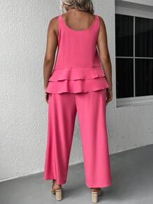 EMERY ROSE Plus Solid Cami Top & Wide Leg Trousers
