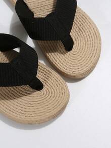 度假黑色拖鞋適合女士,極簡人字拖 - 黑色 - 查看 4