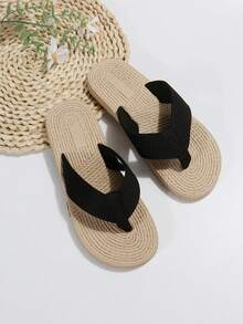 度假黑色拖鞋適合女士,極簡人字拖 - 黑色 - 查看 5