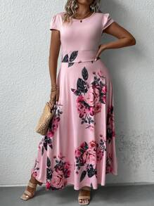 SHEIN Clasi Vestido línea A con estampado floral - Rosa - Ver 5