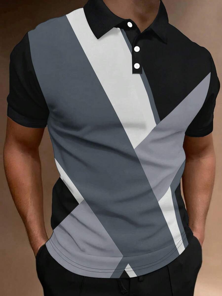 Manfinity Homme 男士撞色POLO衫 - 彩色 - 查看 1
